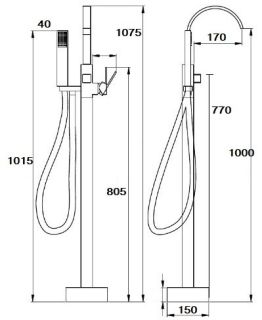 Напольный смеситель для ванны Boch Mann Resia Black BM9191 чёрный матовый